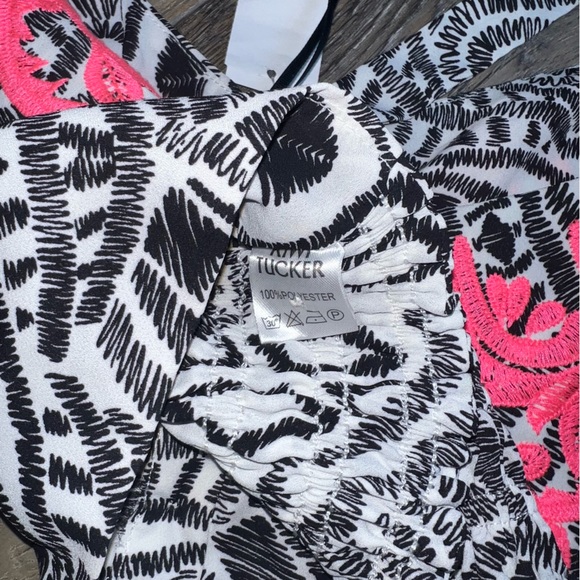 NWR LF Kiwi Tucker printed neon embroidered button down crop top - Picture 10 of 16